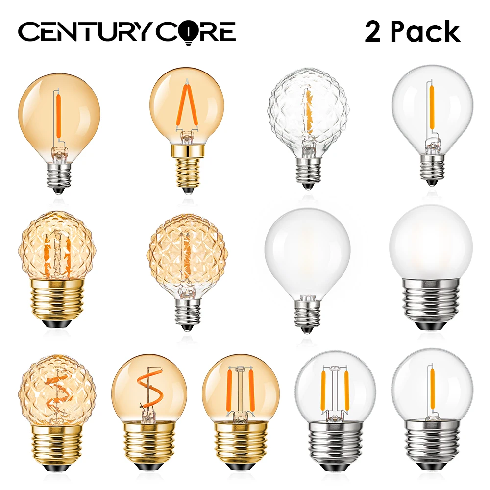 

2Pcs Mini Globe G40 Led Bulbs E27 220V E14 E12 Warm White Dimmable Vintage Replaceable Pendant Garland Filament Lamp Decor Light