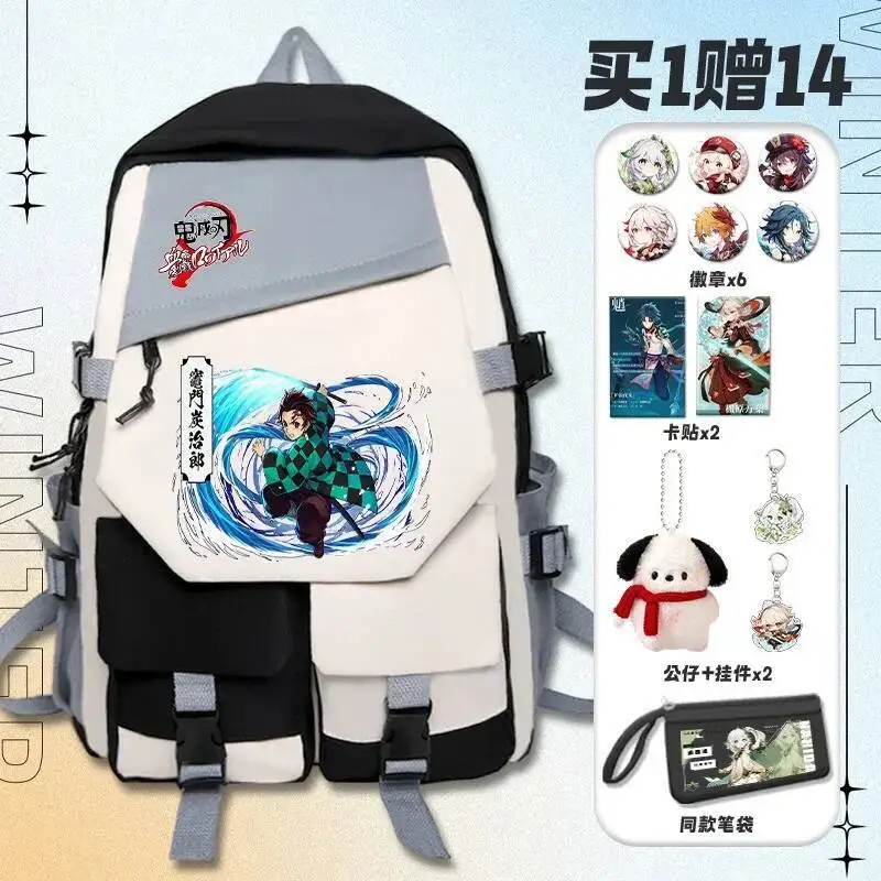 أنيمي لعبة أسود أزرق أخضر أحمر شيطان القاتل كيميتسو نو يابا طالب المراهقين حقائب مدرسية حقائب الظهر