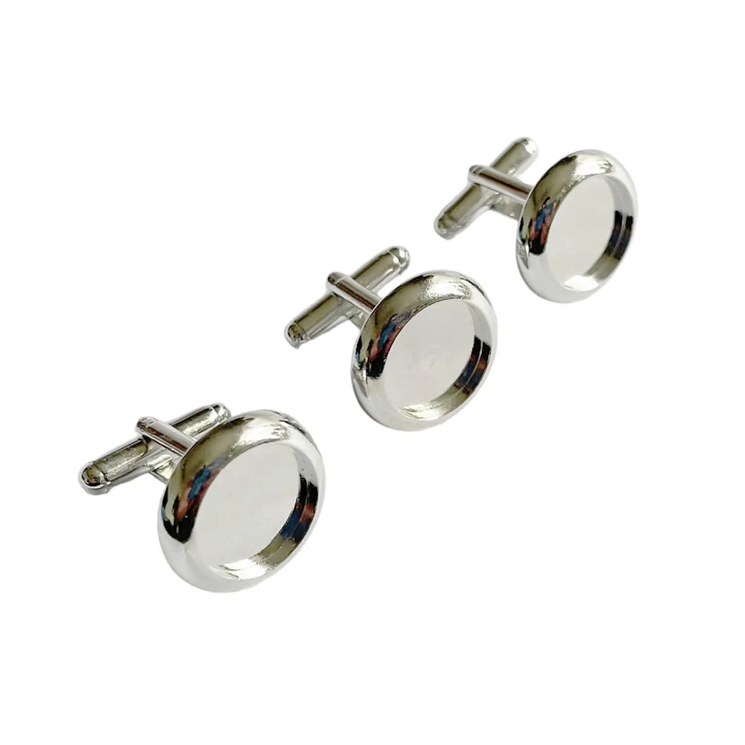 Base de abotoadura de latão, 6 peças, espaços em branco, cabe em 14mm, cabochão, pedra, manguito, configurações de moldura, bandejas, descobertas de joias diy