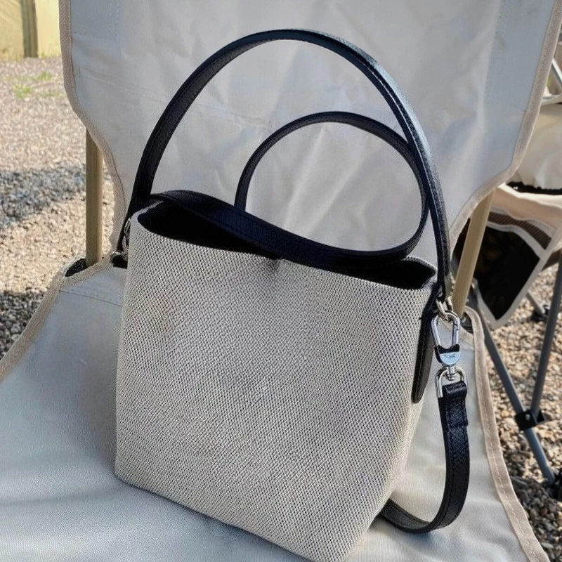 

Bamboo Node Bucket Bag Single Shoulder Crossbody Women's Bag Canvas Tote Mini Tote Lunch Box Bag Tofu Bag