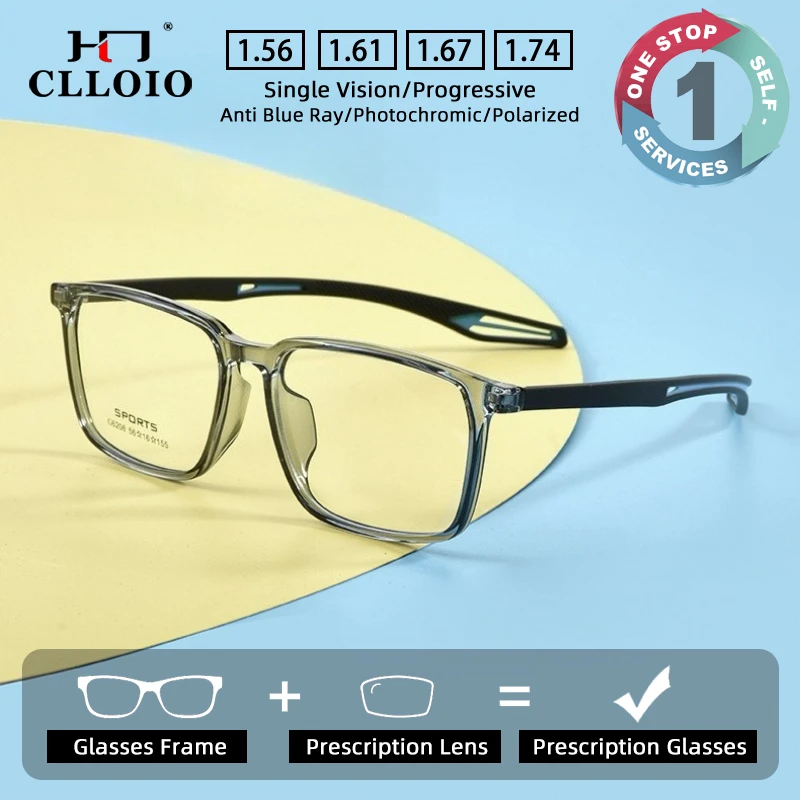 

CLLOIO Сверхлегкие спортивные прочные удобные очки для коррекции близорукости для баскетбола TR90, мужские прогрессивные очки для чтения