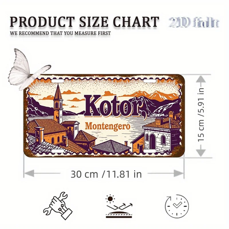 لافتة فنية جدارية معدنية مسطحة من الألومنيوم بتصميم كلاسيكي ثنائي الأبعاد - طباعة عالية الدقة لمنظر طبيعي كوتور مونتيني، ديكور متين على الطراز الصناعي للمكتب المنزلي #2