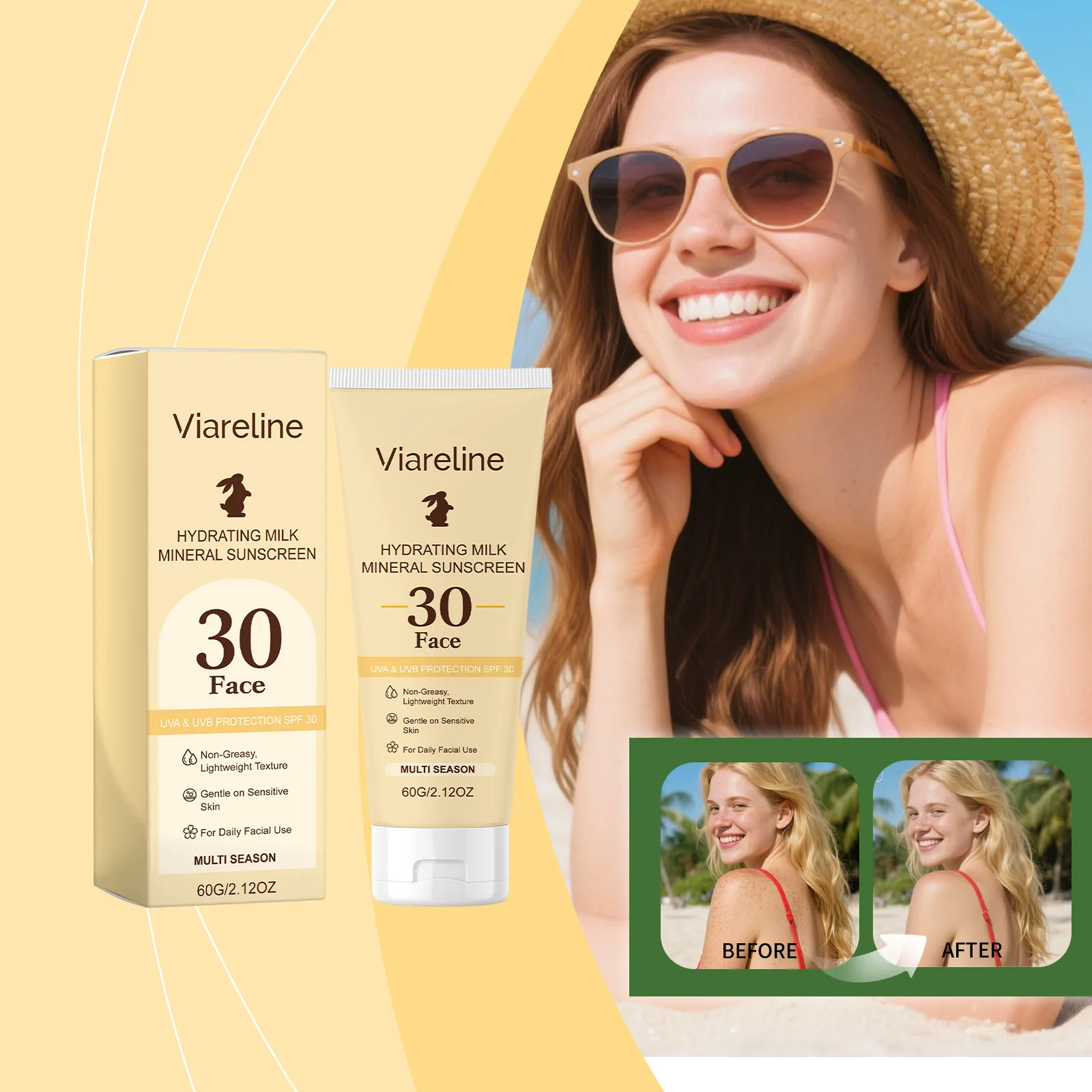 Moisturizing Mineral Protective Cream, Light Film Formation and Non-greasy Outdoor Convenient Application Skin Protection