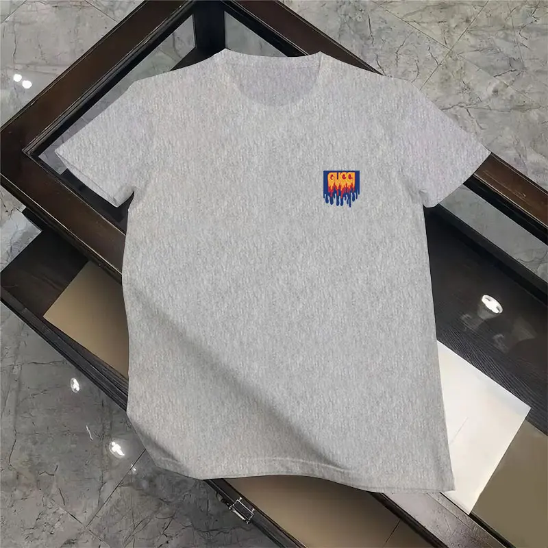 العلامة التجارية الجديدة الرجال الصيف الفاخرة الأزياء العلامة التجارية الدولية الكرتون تي شيرت مطبوع القطن الياقة المستديرة الترفيه مدينة Y2K فضفاض المحملة