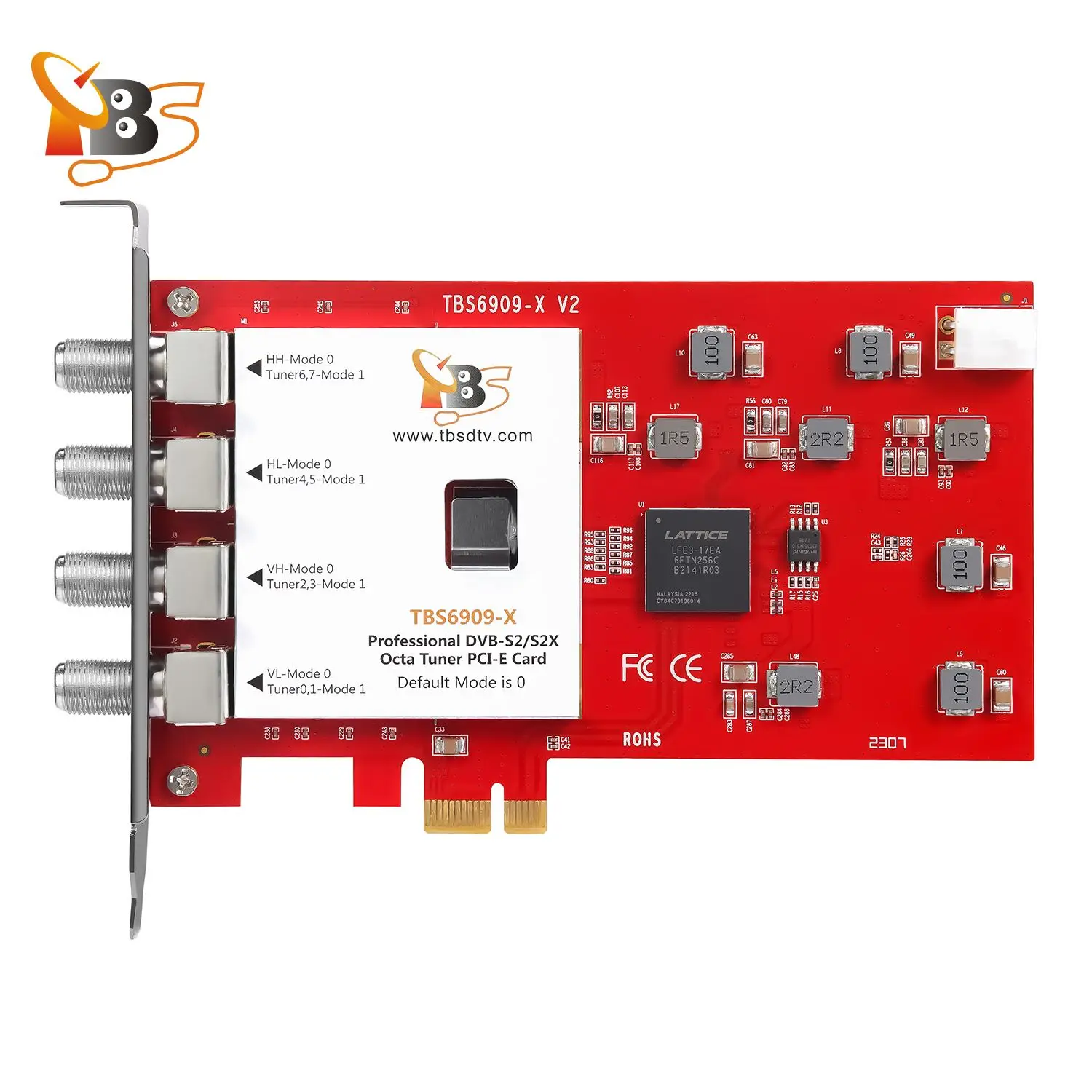 TBS6909X Scheda PCIe sintonizzatore TV DVB-S/S2/S2X 8 Octa per guardare e registrare canali FTA satellitari compatibili con TVheadend