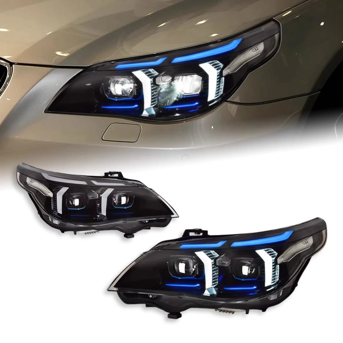 

2 шт. автомобильные светодиодные фары для BMW 5 серии E60 03-10 дневные ходовые DRL с указателем поворота