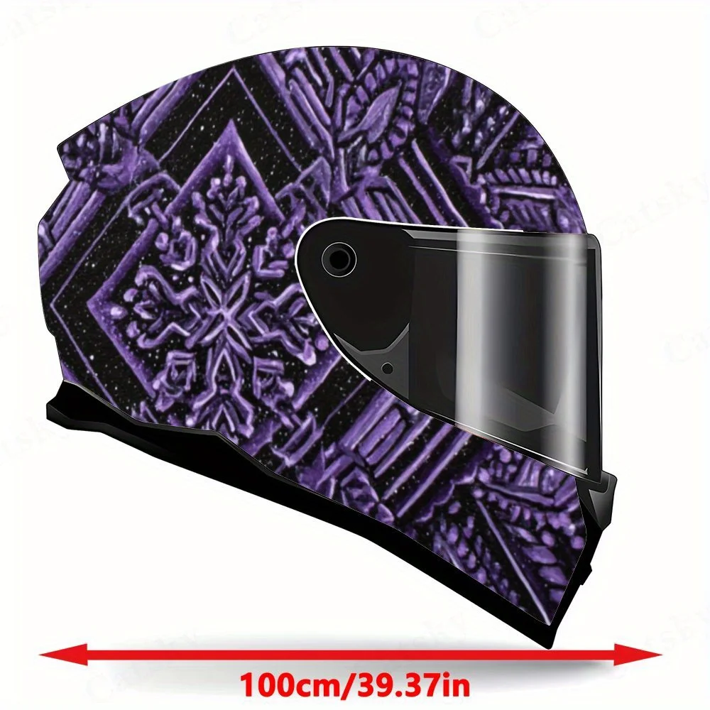Mysterious Purple Symbol in Starry Sky -Durable Waterproof PVC, Self-Adhesive Motorcycle Racing Helmet Decal, Perfect Gift for M view 2