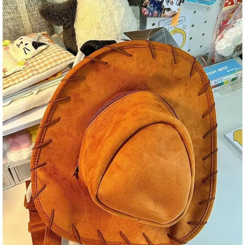 Woody Backpack Western Cowboy Hat Creative Funny Shaped Schoolbag Cosplay Prop Causal Bag hf5]] view 3