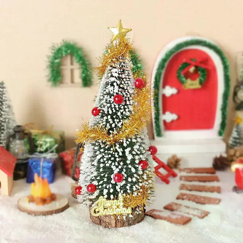 1/12 Poppenhuis Mini Kerstboom Cederboom Model Poppenhuis Kerst Scène Decor Ornament Poppenhuis Festival Decoratie Speelgoed