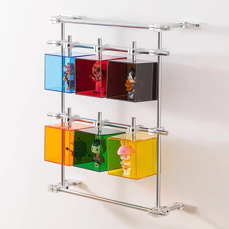 

Acrylic optical shaft figure display frame blind box storage rack color movable square wall shelf