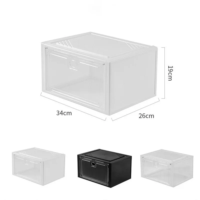 Dustproof Shoes Storage Boxes Transparent AJ Shoes Display Box with Magnetic Door Stackable Shoe Container Plastic Organizer