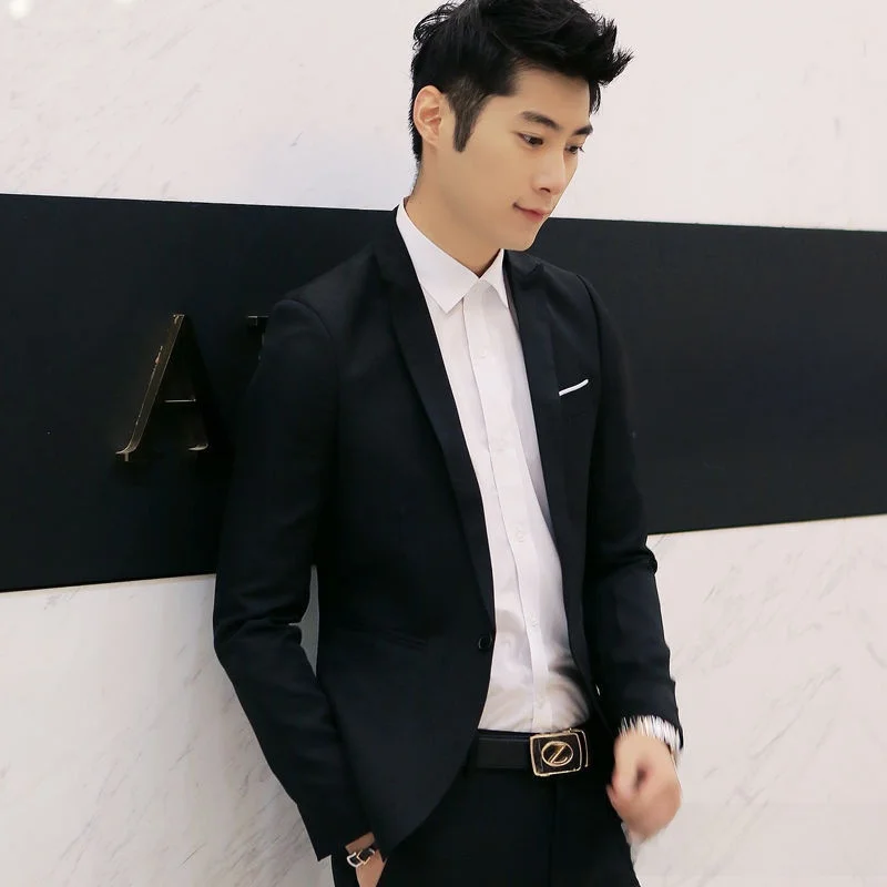 

Slim Fit Casual Men's Business Suit Fashionable New Small Western Style Jacket Youth Spring Autumn Wear Pure Color