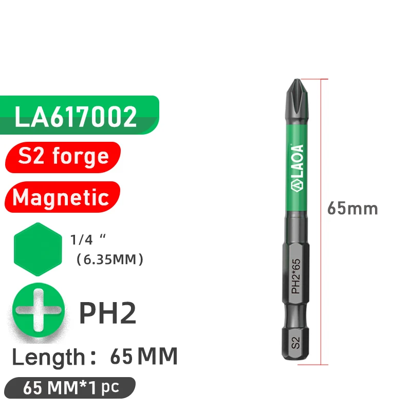 LAOA Sterke magnetische kruiskopschroevendraaier S2 schroevendraaierbit voor elektriciens PH2