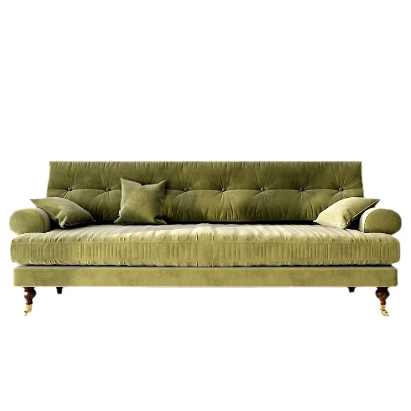

fa French retro buckle living room three-person combination small apartment corner Internet celebrity sofa