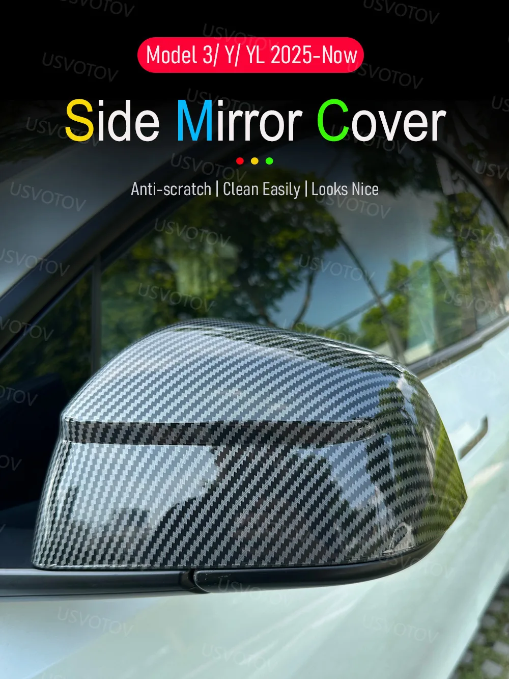 Side Mirror Cover for Tesla Model 3 Y YL 2026 2025 Travel Accessories Anti-scratch Rearview Mirror Guard Cover Protector Trim