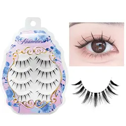 Mikiwi Manga Lashes, japanese Clear Band Multipack False Eyelashes Natural Look, Anime Strip Lashes, Wispy Lashes