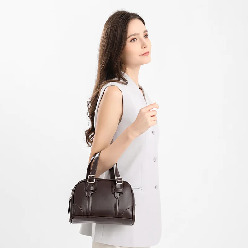 Women New Korean Style Vintage Luxe Niche Girly Versatile Mini Top Handle Shoulder Crossbody Bag Daily Commuter
