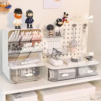 Desktop Hole Board Display Stand Storage Box Organizer Hook Drawer Type Cosmetics Storage Rack Multifunct Office Desk Pen Holder