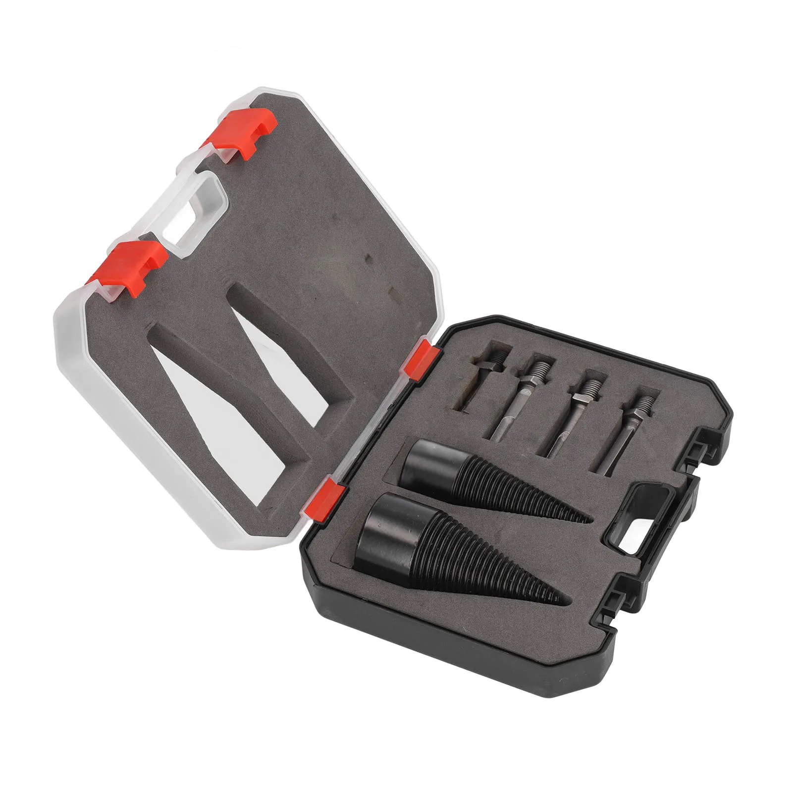 6-teiliger Holzspalter-Bohrer, 32 mm, 42 mm, abnehmbarer, robuster Spaltkegel-Bohrer mit 4 Griffen für Camping