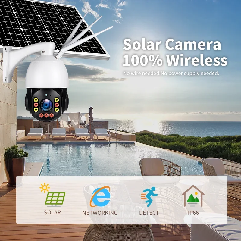 Kamera CCTV VESAFE WIFI 4G 5MP, zasilana energią słoneczną, zewnętrzna, z dwukierunkowym audio, bezprzewodowa, do monitoringu sieciowego, kamera PTZ