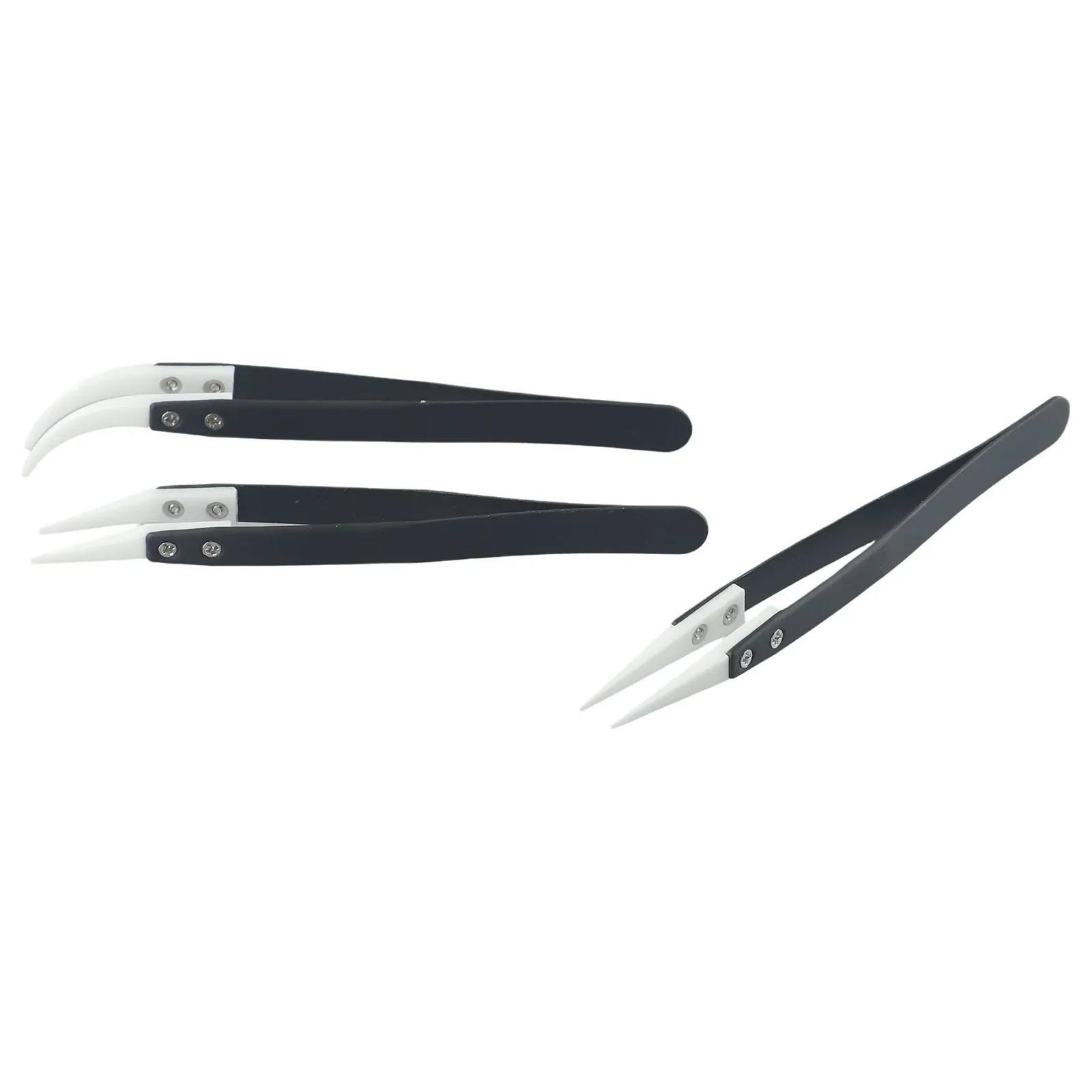 3pcs Non Conductive Ceramic Tweezers Anti-Static Reverse Tweezers Heat Resistant High Temperature Wear And Solder Resistant Tool