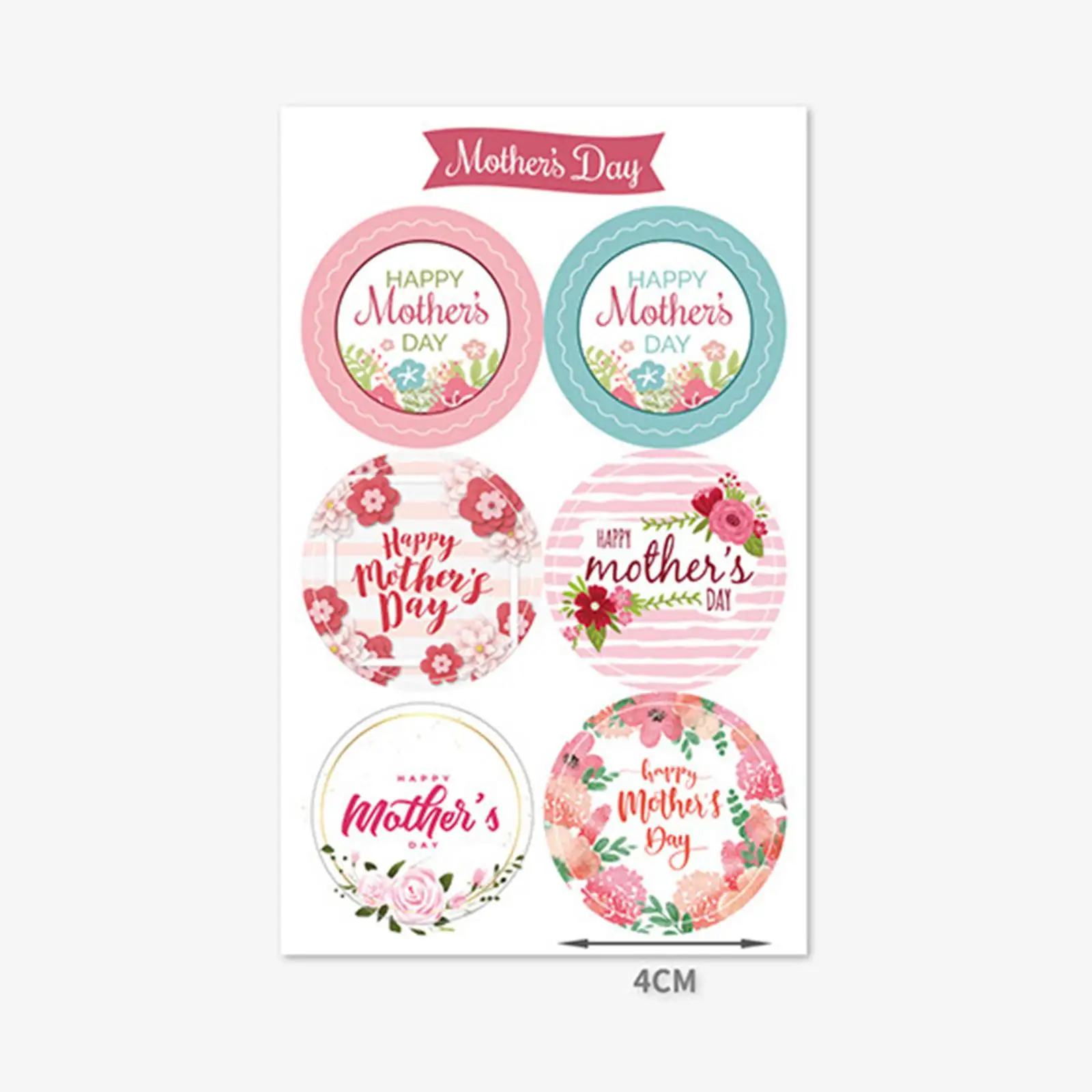 Mother's Day Stickers Round Decorative Seal Labels Coated Paper Craft Stickers for Gift Packaging and Cards