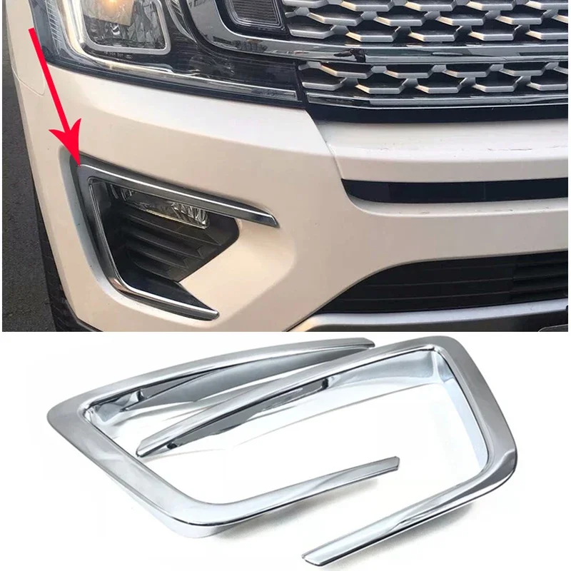 

ABS Chrome Car Front Fog Light Cover Lamp Trim for Ford Expedition 2018 2019 2020 2021 Car styling Sticker Trim 2pcs