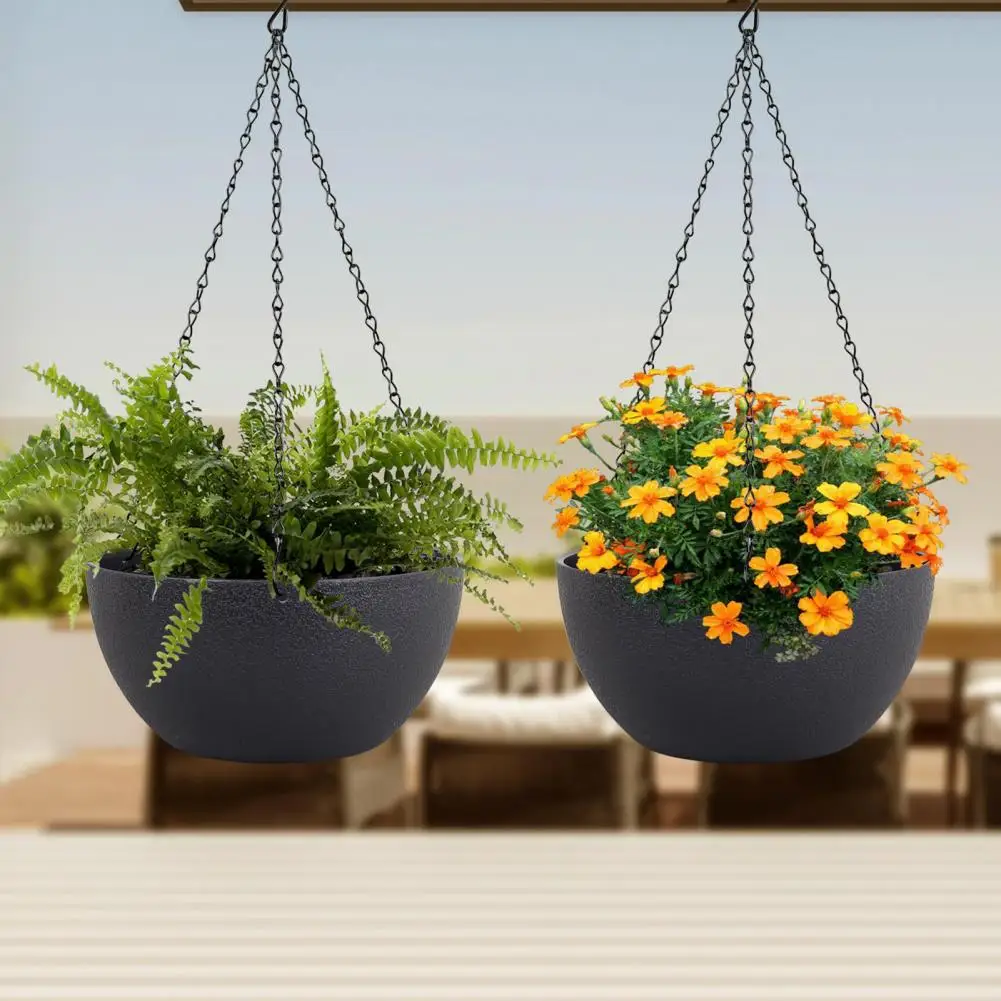 

Hanging Flower Pot with Adjustable Chains Indoor Outdoor Plant Hanging Basket Plastic Hanging Planters with for Indoor