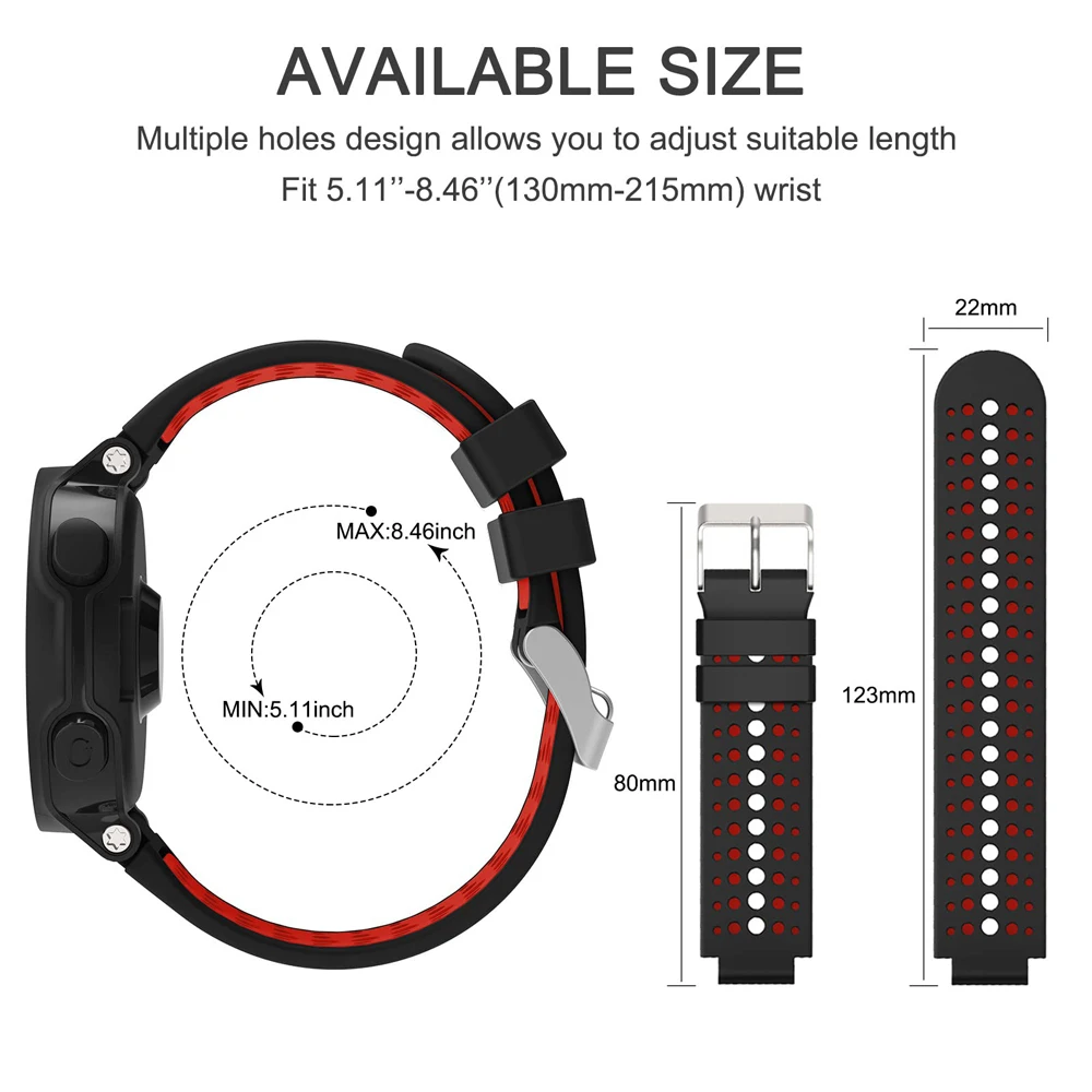 YAYUU Watch Straps For Garmin Forerunner 235,Soft Silicone Replacement Watch Bands for 220/230/235/620/630/735XT/235 Lite Bands