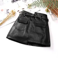 2024 New Spring Autumn Girls Kids faux Leather PU Belt skirts skirts Fashion Casual Comfortable Cute Baby Children Clothing