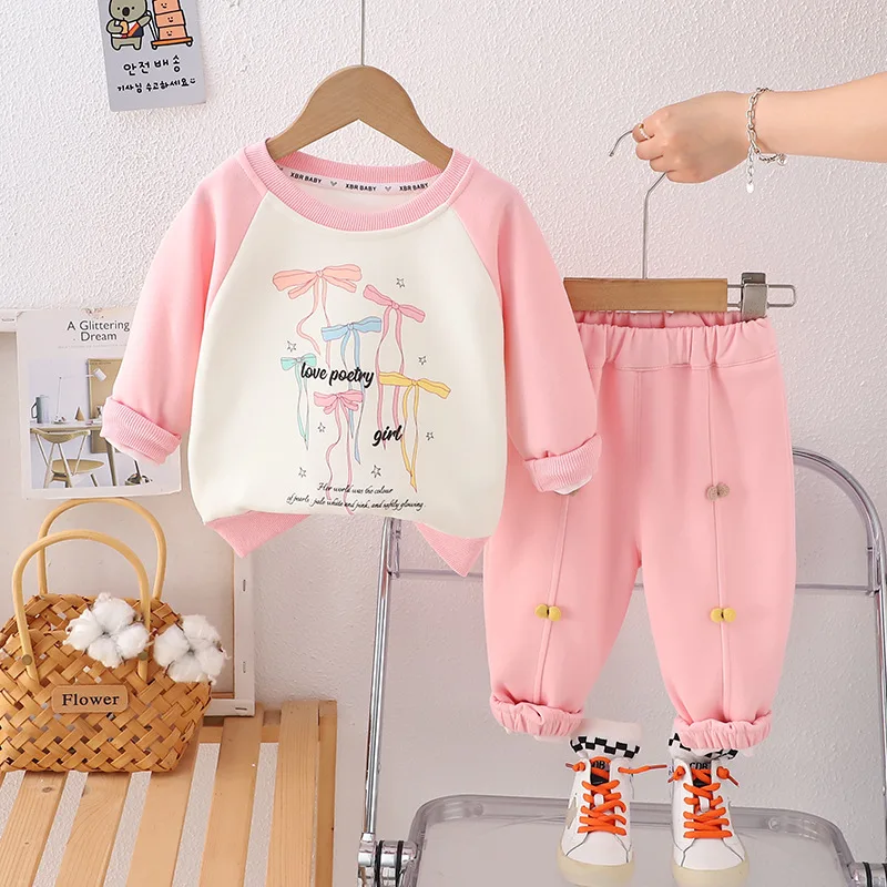 

Новая весенне-осенняя одежда для маленьких девочек, детская футболка с длинными рукавами для мальчиков, штаны, комплект из 2 шт./компл., комплект детской одежды, модный костюм для младенцев