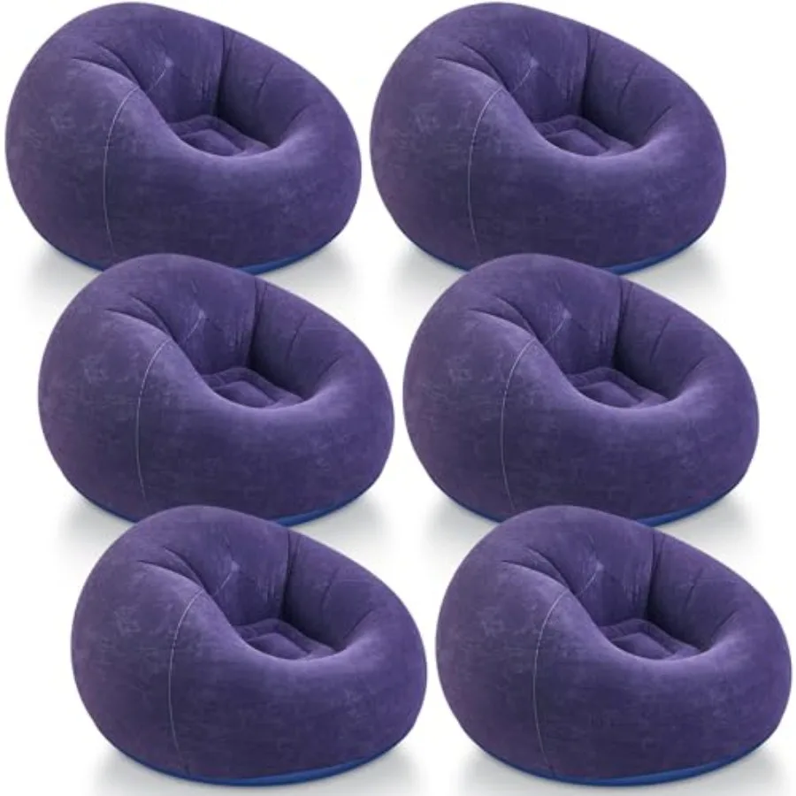 Inflatable Bean Bag Chairs Outdoor Blow up Camping Chairs Inflatable Lazy Sofa Folding Portable Bean Bag Loungers Couch Blue, 6