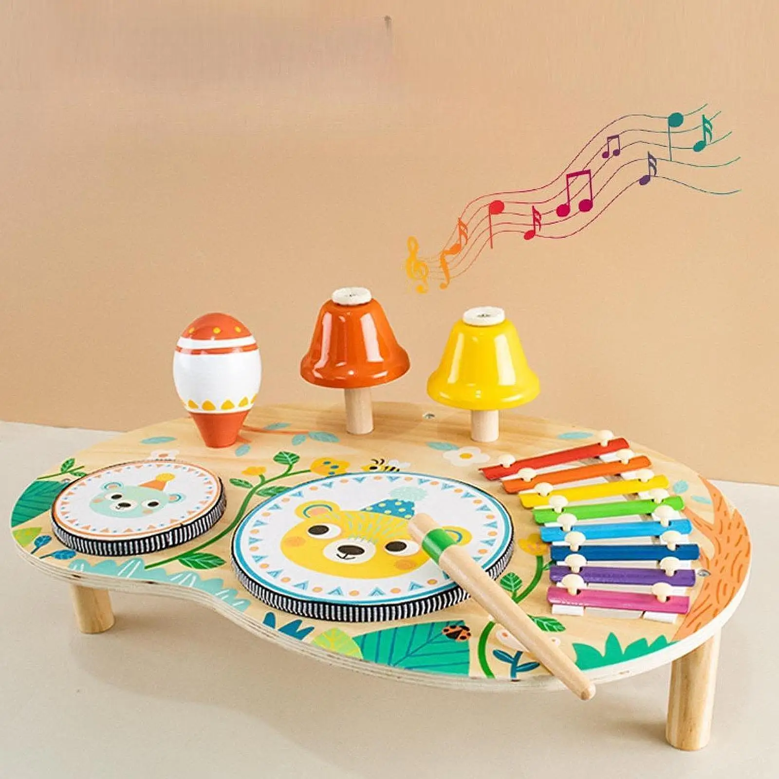 

Kids Drum Set Wooden Musical Instruments for Ages 3 4 5 6 Years Old Kids