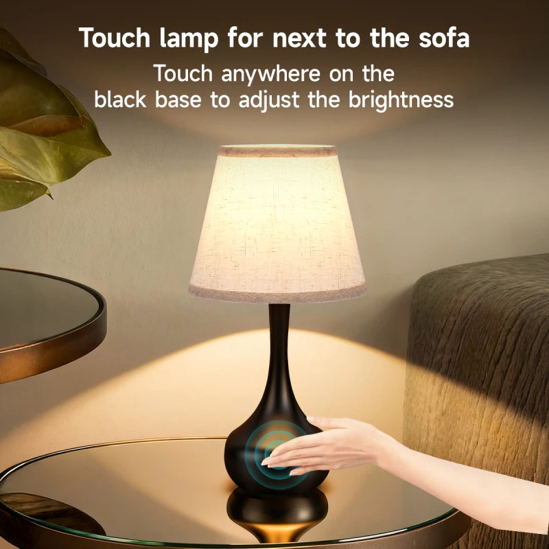 

3-Way Dimmable Set of 2 Small Bedside Lamps for Night Stands, Black Desk Lamps for Kids Room,Office,Living Room, End Table(LE