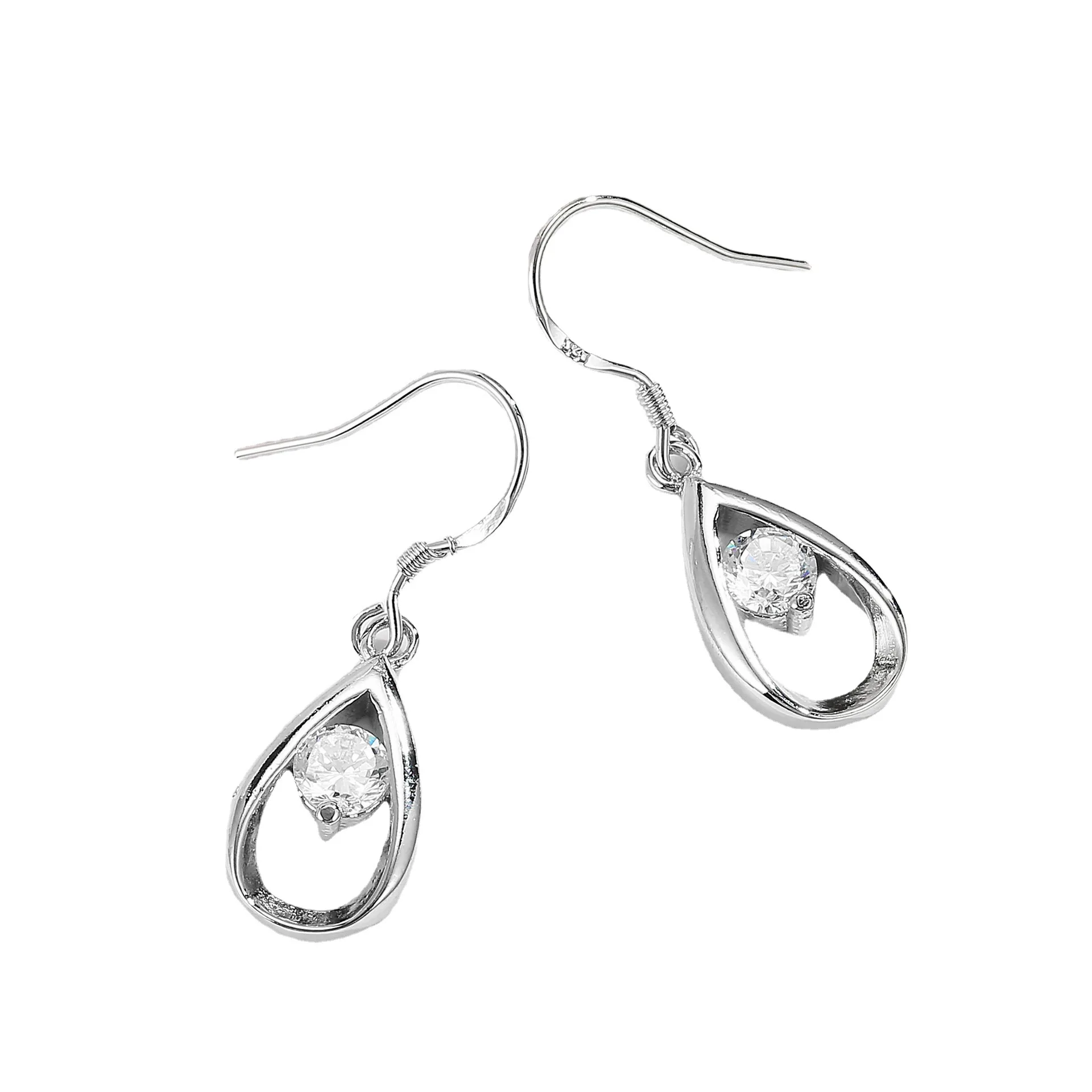 925 Sterling Silver Water Drop Zircon Earrings Elegant Trendy Personality Fashion Ear Jewelry For Women And Girls Daily Matching