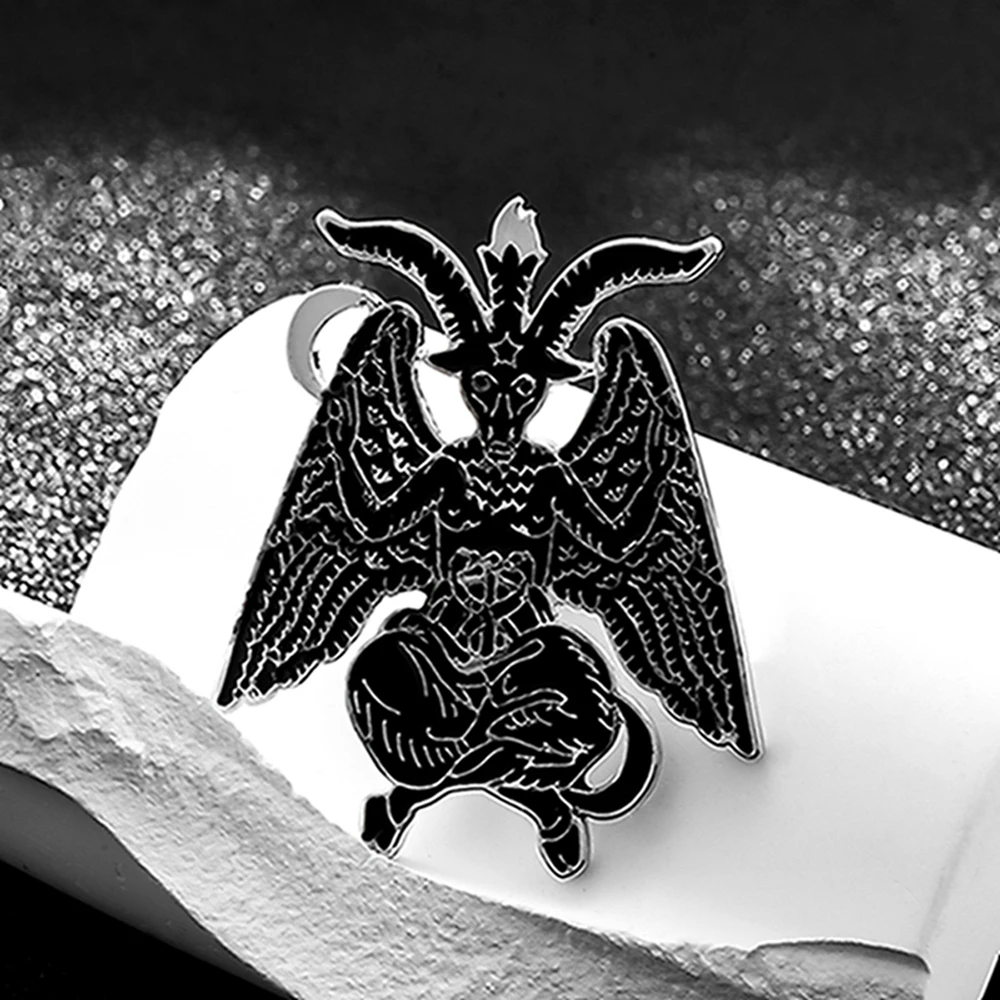 Medsor Baphomet Goat Enamel Pin Dark Brooch Hat Lapel Backpack Badge Lanyard Unique Jewelry Accessories for Pagan Men Women