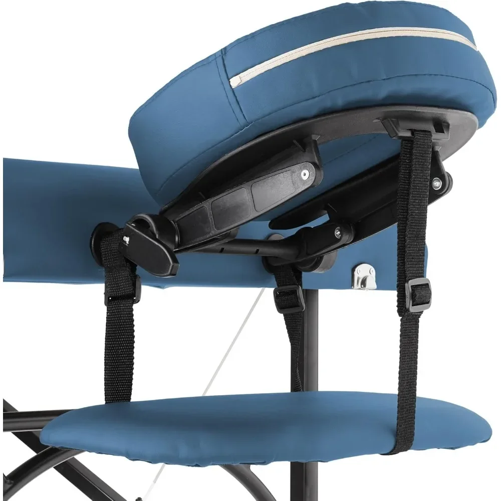 Professional Portable Lightweight Bi-Fold Massage Table with Aluminum Legs - Includes Headrest, Face Cradle