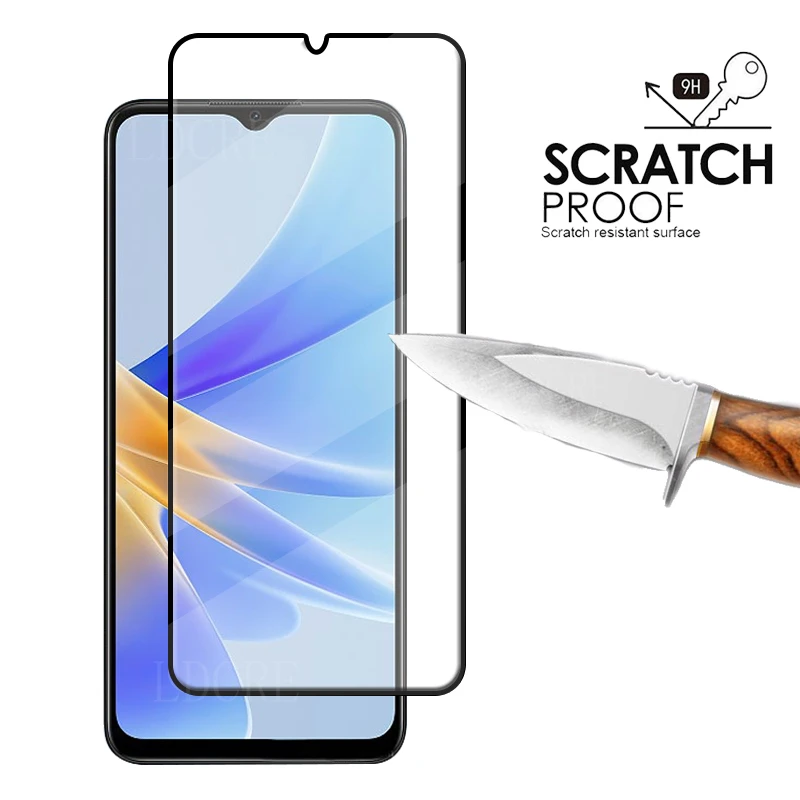 6 en 1 para OPPO A17 vidrio para OPPO A17 vidrio templado HD 9H cubierta completa pegamento Protector de pantalla para OPPO A 17 A17 lente de vidrio 6,56"