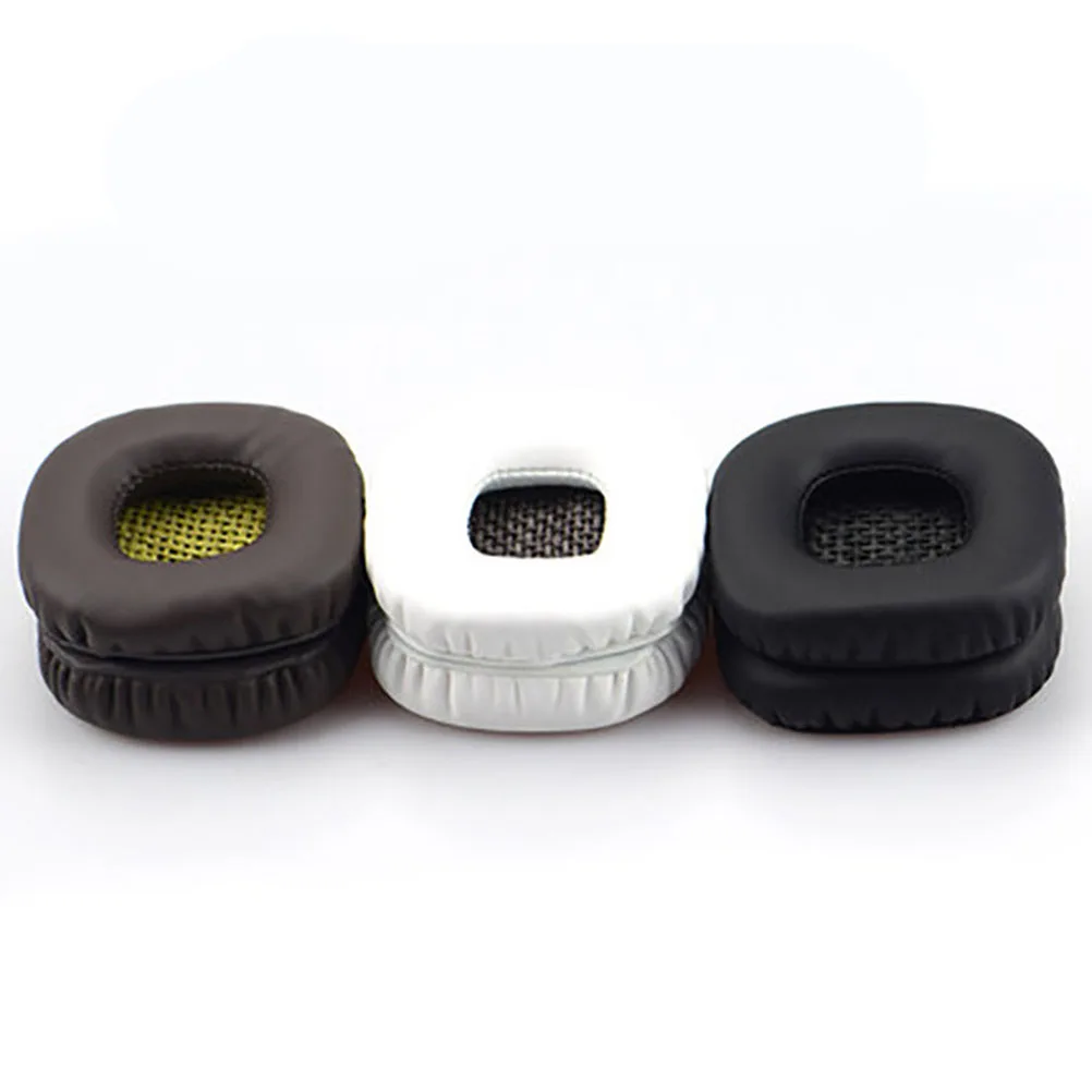 

Pair Replacement Ear Pads PU Square Shaped White Compatible Major on-Ear Headphones Comfortable Cushions Improve Bass