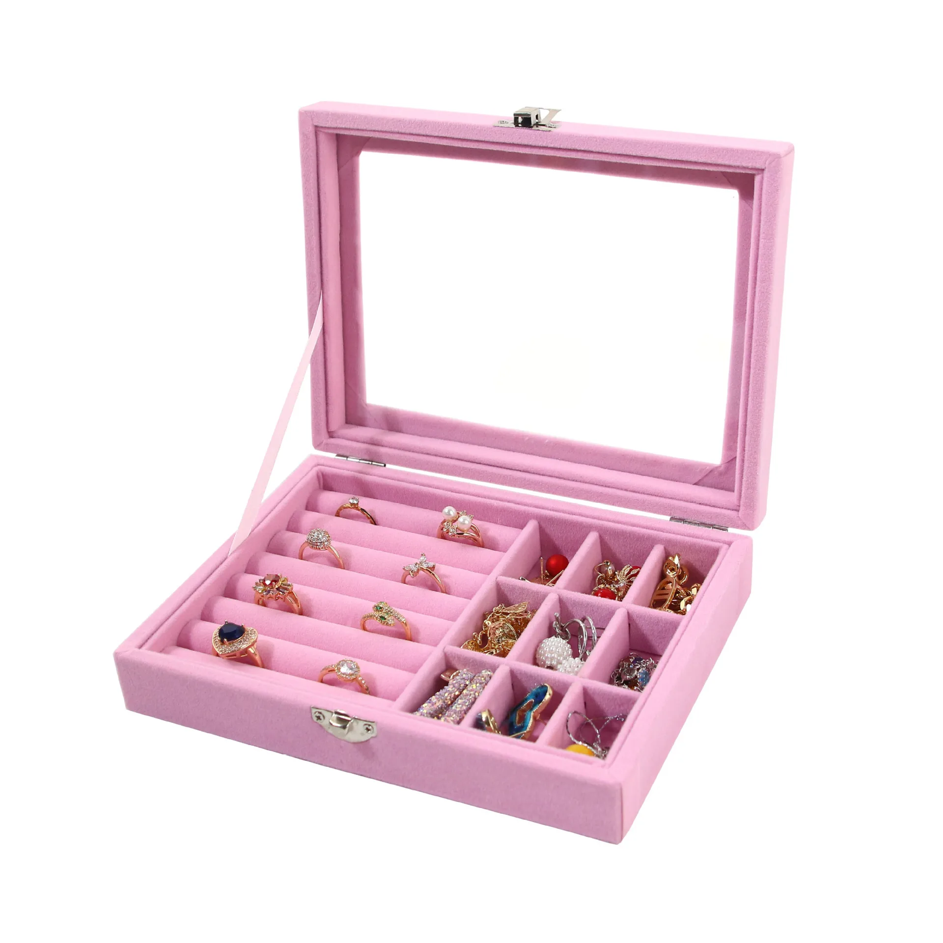 Jewelry Storage Box Earring Ring Necklace Jewelry Display Box Jewelry Classification Dustproof Transparent Flip Lid Jewelry Box