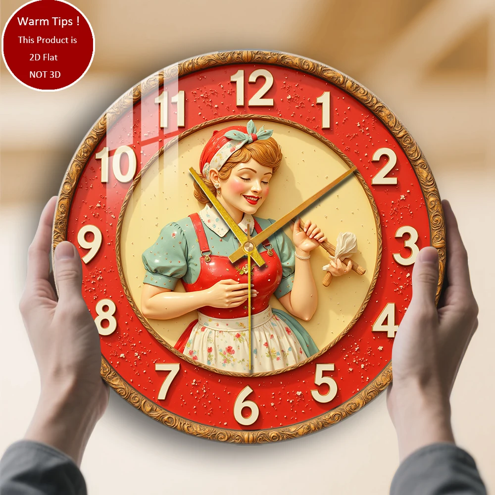 

Настенные часы из закаленного стекла Веселый пекарь в рамке часов, подходящие для настенного декора или настольного дисплея в любом месте
