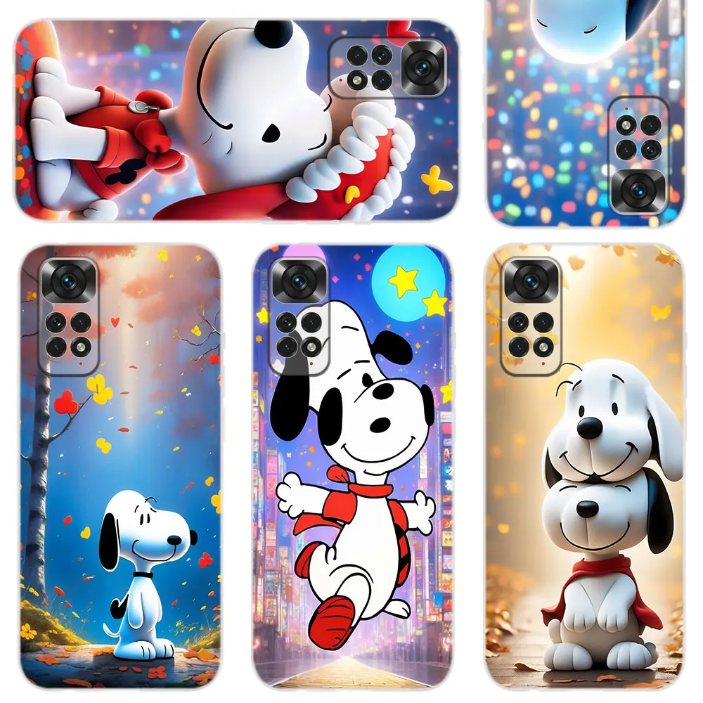 Phone Case For Xiaomi Redmi Note 11 10 9 8 7 6 Pro Max 8T 9T Lite 4G 5G Silicone Cover Snoopy Anime Cartoon