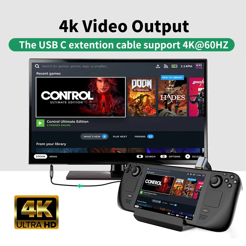 Przedłużacz USB C 3.1 typu C PD100W Szybkie ładowanie męskiego na żeńskiego przedłużacza do Samsung MacBook Pro 4k 60Hz Kabel wideo