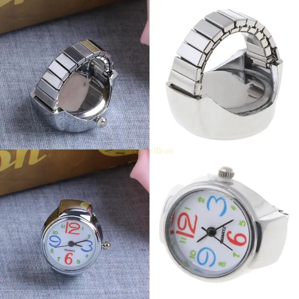 31BF Movement Finger Ring Watch Dial Round Arabic Stainless Steel