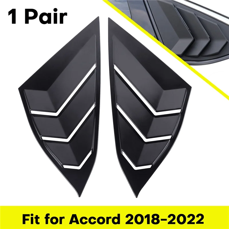 For 2018-2022 Honda Accord Rear Side Vent Quarter Window Louver Shutter Cover Matte Black