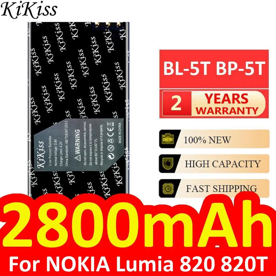 For Nokia Lumia 820 820T BP-5T BL-5T 2800mAh Fast Charging Mobile Phone Battery