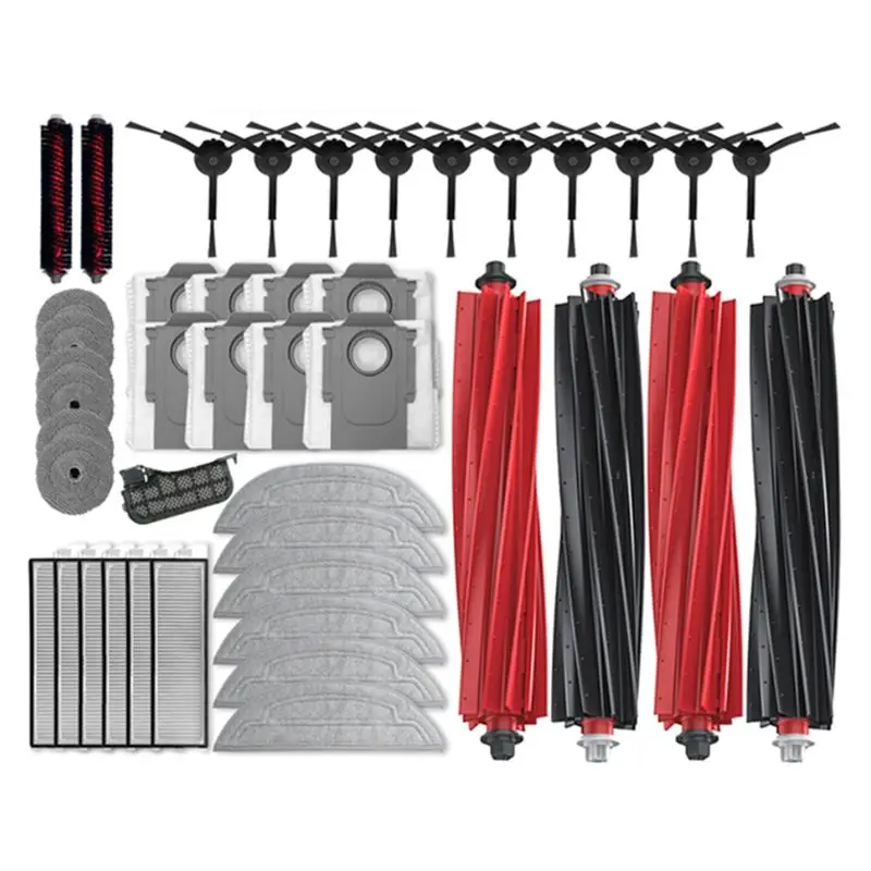 

Комплект аксессуаров ABGH для робота-пылесоса Roborock S8 Max V Ultra G20s: сменные салфетки для швабры, мешки для сбора пыли, основная и боковые щетки, фильтр.