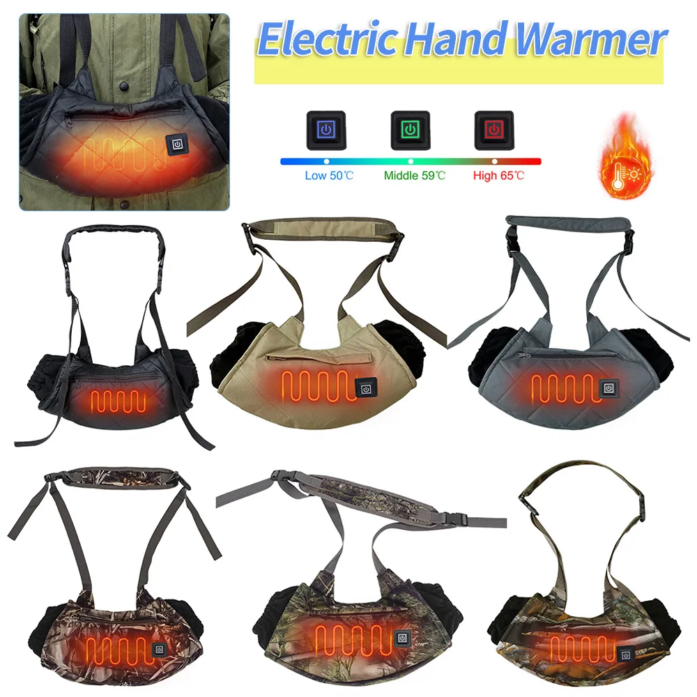 

Зимняя электрическая грелка для рук с подогревом, перчатки с электрическим подогревом, 3-ступенчатая муфта для температуры, термоперчатки для холодной погоды, поясная сумка, уличная сумка