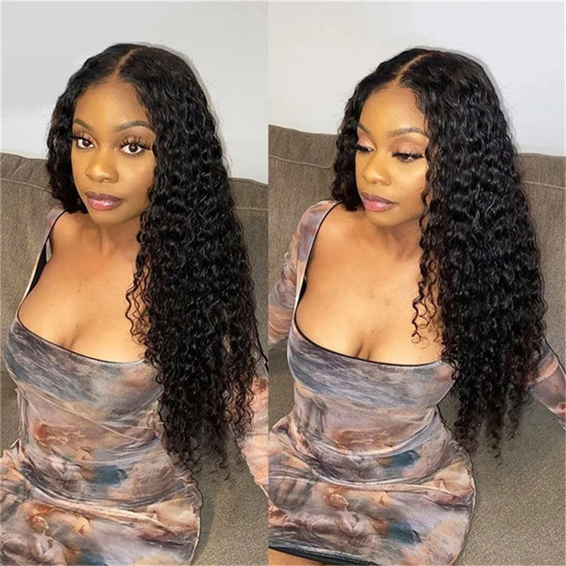 Black Middle-Parted Long Curly Synthetic Wig