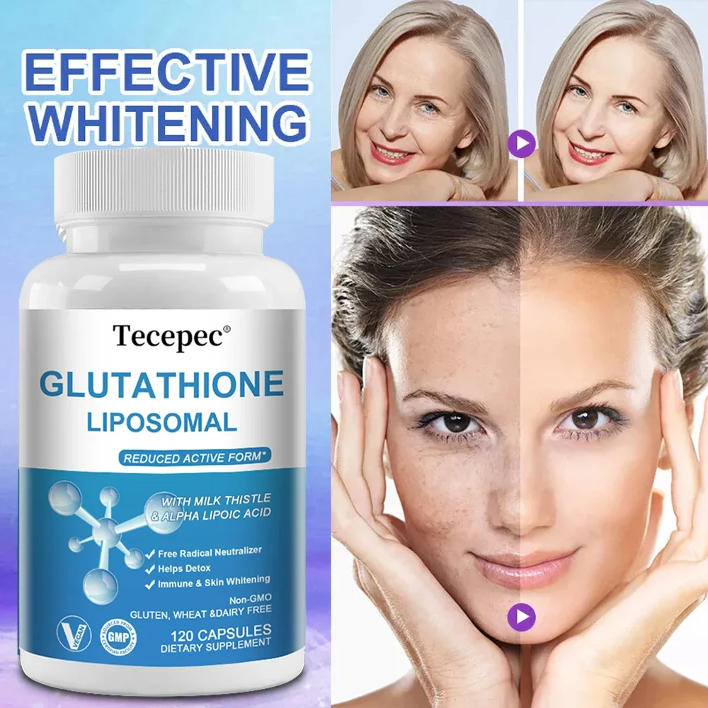 Liposomal Glutathione Capsules Maximum Absorption Active Form Free Radical Neutralizer Detoxification Skin Whitening Immunity